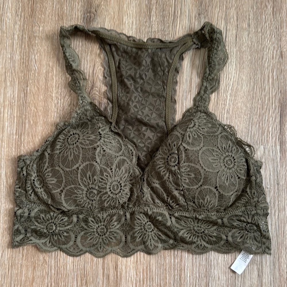 Lace Bralette in Olive Green
